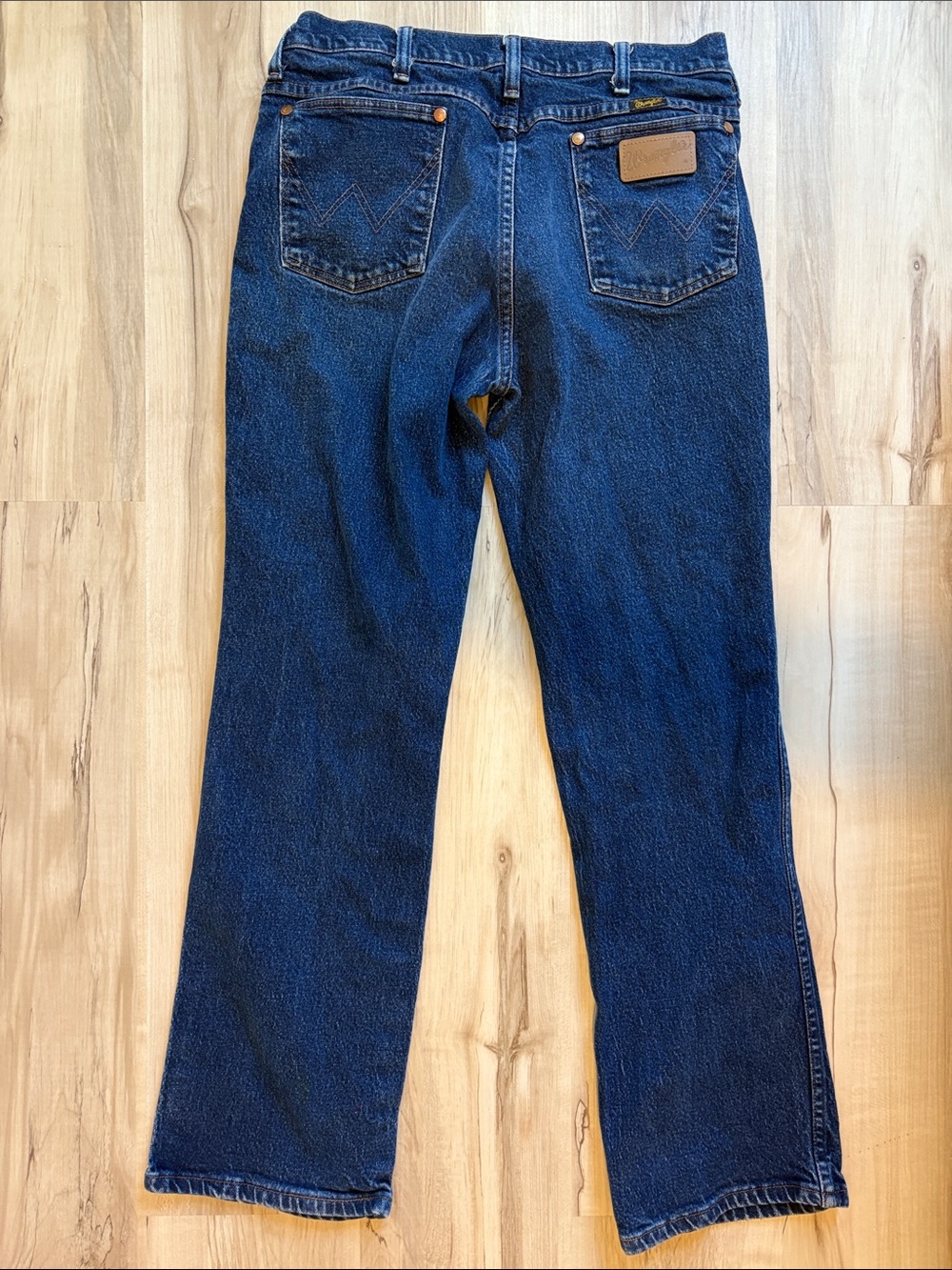 Wrangler Blue Straight Leg Jeans with Waist Patch